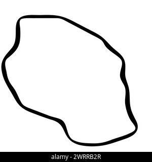 Tanzania country simplified map. Thick black outline contour. Simple ...
