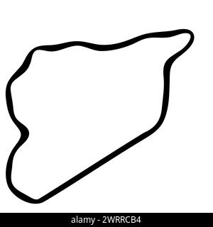 Syria country simplified map. Black ink smooth outline contour on white background. Simple vector icon Stock Vector