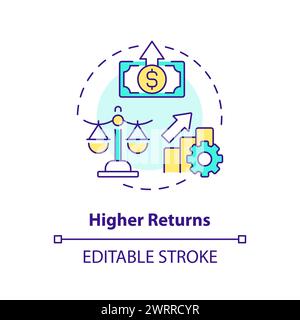 Higher returns multi color concept icon Stock Vector