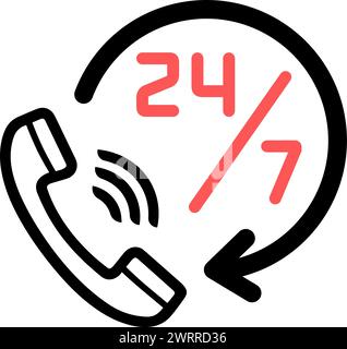 Icon of a 24 hours a day as symbol of support Stock Vector