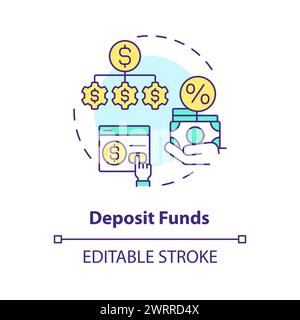 Deposit funds multi color concept icon Stock Vector