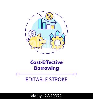 Cost-effective borrowing multi color concept icon Stock Vector