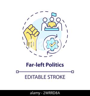Far-left politics multi color concept icon Stock Vector