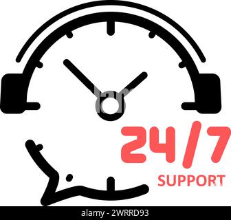 Icon of a 24 hours a day as symbol of day and night support available Stock Vector