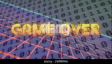 Image of game over text over colourful grid and numbers changing Stock Photo