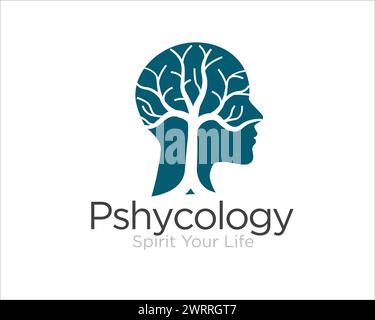 psychology brain tree logo designs for mental health service and clinic Stock Vector