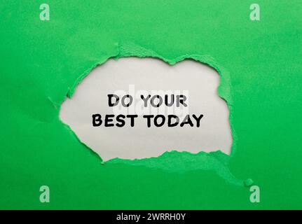 Do Your Best Today Words Written On Yellow Torn Paper Pieces With Red 