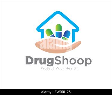 drug shop medical and health service logo for medicine shop Stock Vector