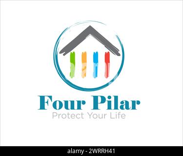 four pillar logo designs for health insurance logo and medical protection Stock Vector