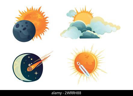 Set of changes in the sky solar eclipse Stock Vector