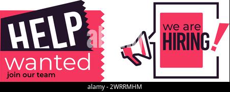 Help wanted, join our team, recruitment banner Stock Vector