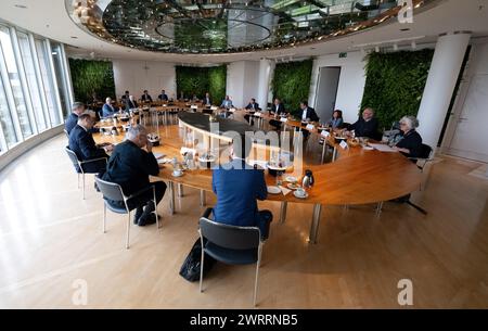 Munich, Germany. 14th Mar, 2024. Representatives of the state government and municipal umbrella organizations meet at the Bavarian State Chancellery before the start of the 'Digital Bavaria' summit. Credit: Sven Hoppe/dpa/Alamy Live News Stock Photo