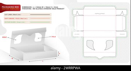illustration a packaging box die cut concept designs with 3d visual images for cakes, chocolate, foods, bakery shops, products compartments unique Stock Vector