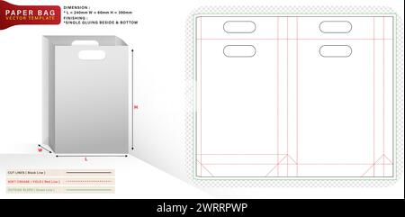 3d mock-up vector illustration of die cut paper bags template designs for products compartments unique designs, minimalist conceptual packet holder, Stock Vector