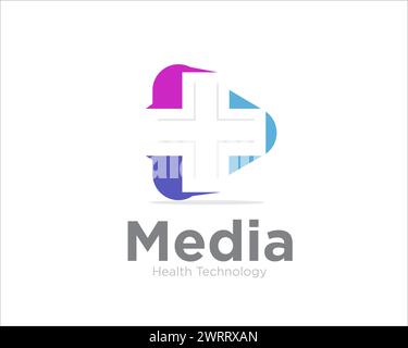 health media logo designs for medical service and online health consult Stock Vector
