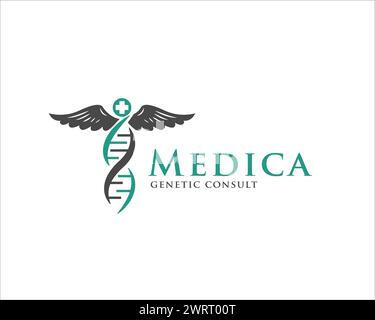 dna caduceus logo designs for medical and health service logo Stock Vector