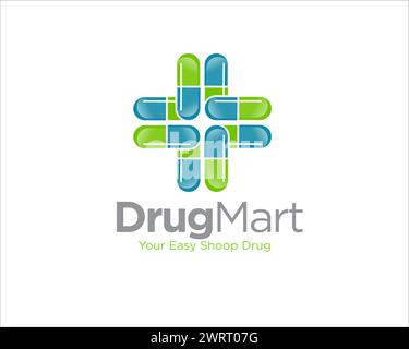 cross drug logo designs for medical shop logo Stock Vector