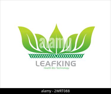 leaf crown king logo designs for medical traditional service Stock Vector