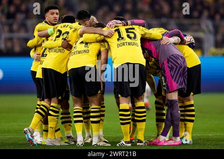 DORTMUND , GERMANY - MARCH 13: players of Borussia Dortmund getting ready for the match  during the UEFA Champions League 2023/24 match of Borussia Do Stock Photo