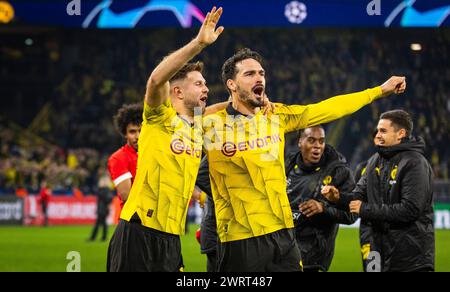 Dortmund, Germany. 13th Mar 2024.  Schlussjubel:  Niclas Füllkrug (BVB), Mats Hummels (BVB) Borussia Dortmund - PSV Eindhoven 13.03.2024   Copyright ( Stock Photo