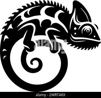 Chameleon silhouette clip art logo. Vector illustration Stock Vector