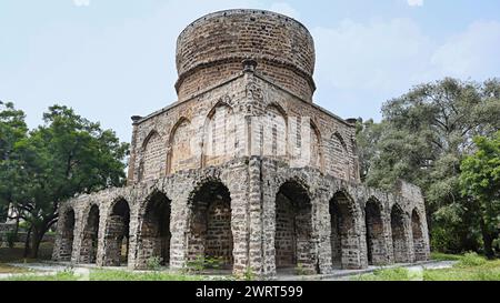 Ruin View of Mirza Nizamuddin Ahmed Tomb in the Campus of Qutub Shahi Tombs, Hyderabad, Telangana , India. Stock Photo