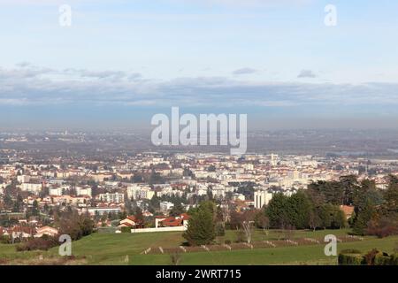 View of the city of Villefranche sur Saone in Beaujolais, France Stock Photo