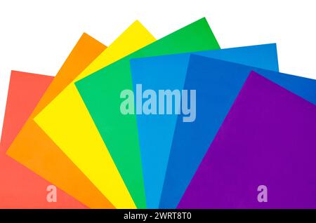 Abstract colored paper geometry flat composition background with rainbow color Stock Photo
