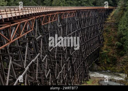 The Kinsol Trestle over the Koksilah River, now part of the Cowichan Valley Trail in Shawnigan Lake, British Columbia, Canada. Stock Photo