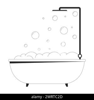 Bathtub bubble bath shower 2D linear cartoon object Stock Vector Image ...