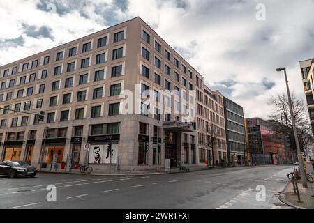 Berlin, Germany - December 16, 2021: Street view from Berlin. Residential buildings and cityscape in the German capital. Stock Photo