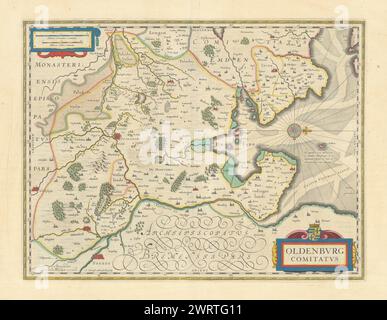 Oldenburg Comitatus. County of Oldenburg by Blaeu. Lower Saxony 1645 map Stock Photo