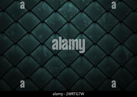 Diamond shaped fish scale tiled wall texture background close up Stock Photo