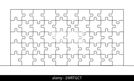 self-drawing one line, push and stack puzzle pieces to build a solid building. Stock Vector