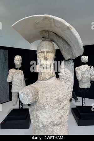 giants of monti prama - ancient nuragic sculptures found in the anecropolis of Mont'e Prama in Cabras in central Sardinia Stock Photo