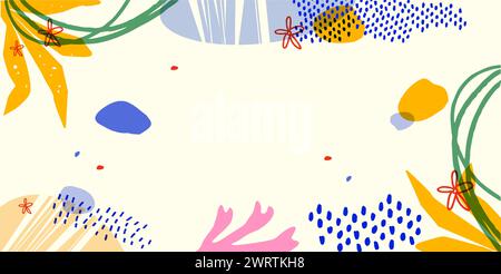 Modern abstract square art templates with floral and geometric elements. Pattern for social media posts, mobile apps, banners design and ads. Stock Vector