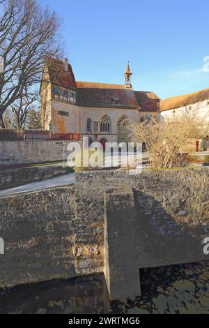 Klingenbastei with Wolfgangskirche church and town gate as part of the historic town fortifications, town wall, Rothenburg ob der Tauber Stock Photo