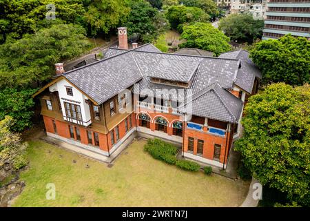 Aerial view of the Beitou Hot Spring Museum in taipei city, taiwan Stock Photo