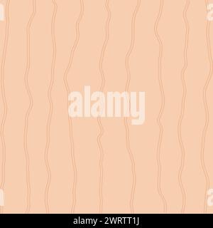 Decorative square pattern with hand drawn stripe shapes. Hand painted grungy ink doodles in beige, brown colors. Wavy curly lines print Stock Vector