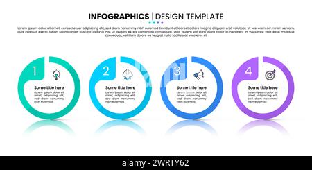 Infographic template with icons and 4 options or steps. Circles in row. Can be used for workflow layout, diagram, webdesign. Vector illustration Stock Vector