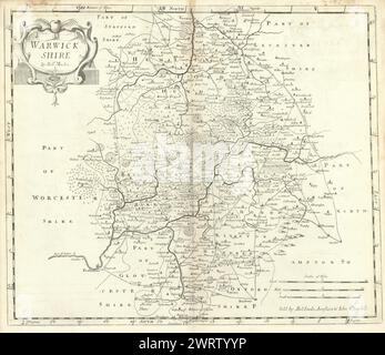 Warwickshire. 'WARWICK SHIRE' by ROBERT MORDEN from Camden's Britannia 1722 map Stock Photo