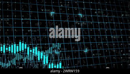 Image of data processing and fingerprint over binary code on navy ...