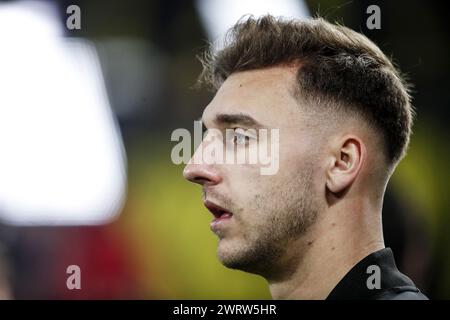 DORTMUND - Borussia Dortmund goalkeeper Marcel Lotka during the UEFA Champions League last 16 match between Borussia Dortmund and PSV Eindhoven at the Signal Iduna Park on March 13, 2024 in Dortmund, Germany. ANP | Hollandse Hoogte | Bart Stoutjesdijk Stock Photo