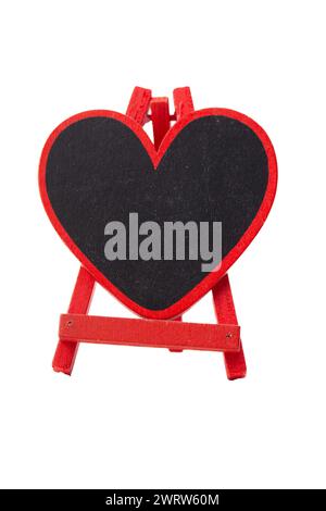 Red Heart Shaped Empty Chalkboard Isolated on White Background Stock Photo