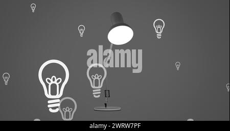 Image of lightbulb icons over lamp Stock Photo