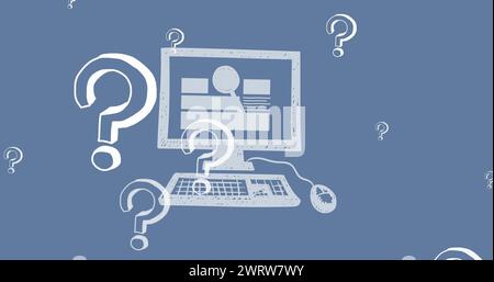 Image of question marks icons over diverse business people holding ...
