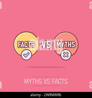 Myths vs facts icon in comic style. True or false cartoon vector ...