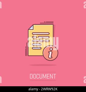Instruction document icon in comic style. Manual cartoon vector ...