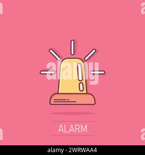 Emergency alarm icon in comic style. Alert lamp cartoon vector illustration on isolated background. Police urgency splash effect sign business concept Stock Vector