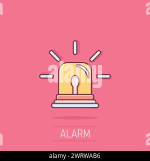 Emergency alarm icon in comic style. Alert lamp cartoon vector illustration on isolated background. Police urgency splash effect sign business concept Stock Vector